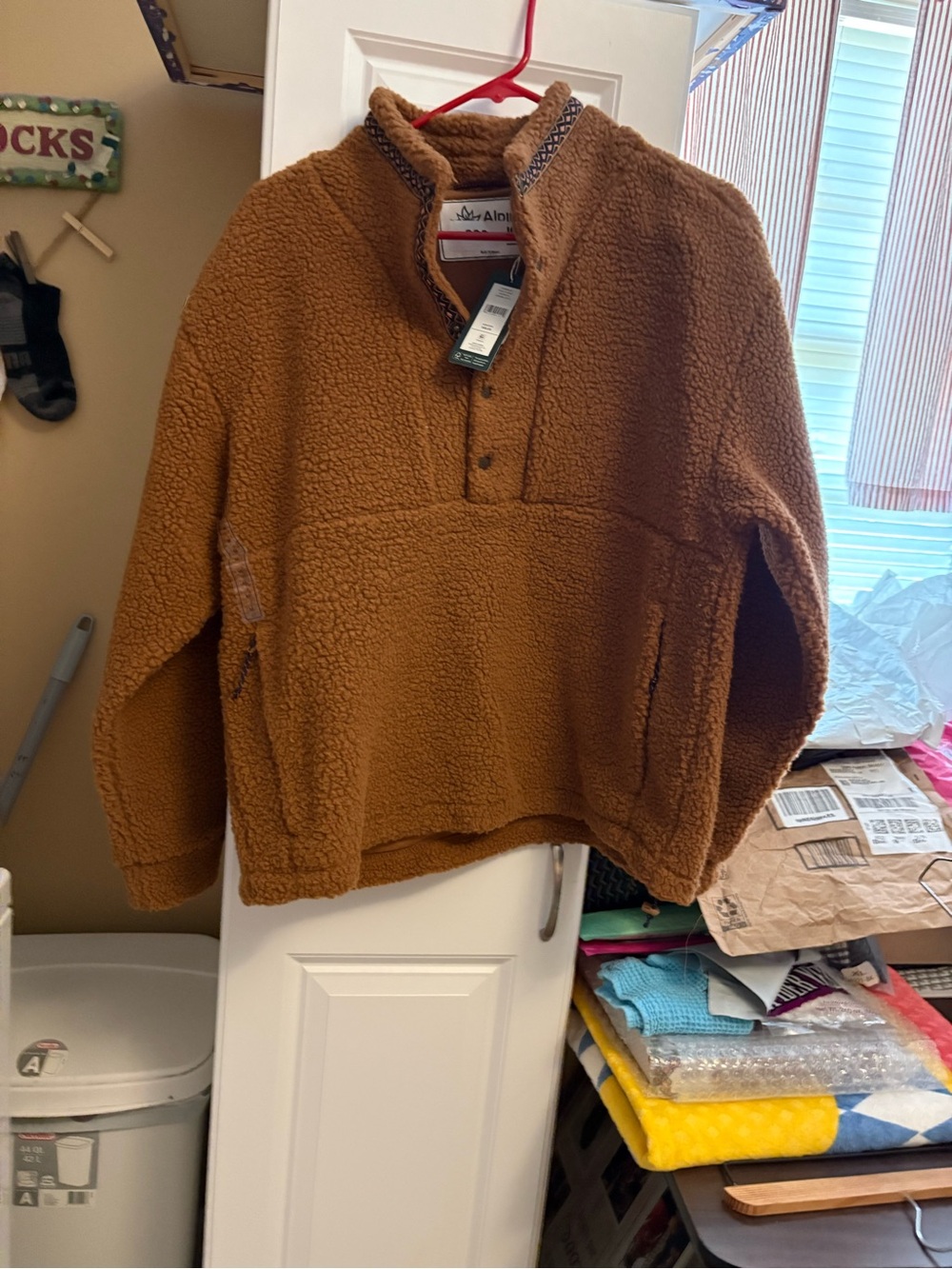 NWT Ariat Men's Camel Brown Sherpa Button Up Pullover